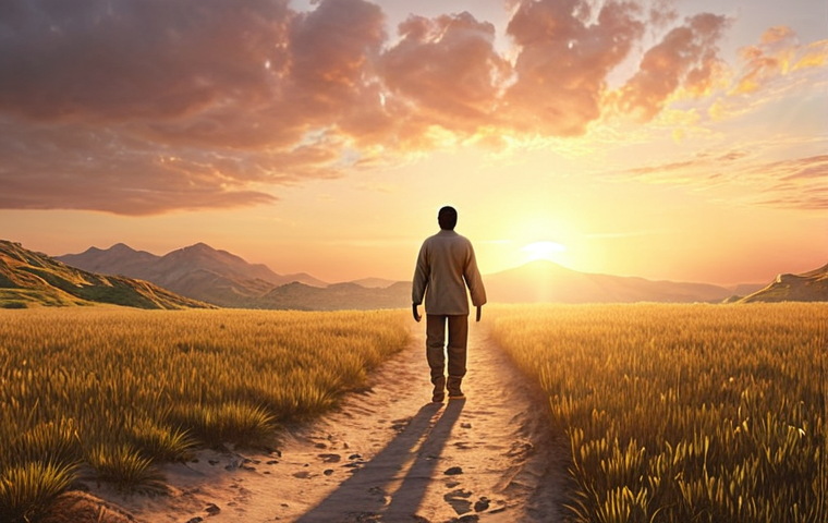 ** A serene landscape at sunrise, symbolizing healing and new beginnings after trauma. Soft, warm colors. A single figure walking towards the light. Keywords: sunrise, healing, hope, recovery, strength.
**